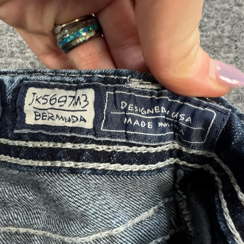 Miss Me Shorts Girls 8 Blue Denim Jean Bermuda Embroidered Cross Pocket Stretch - Picture 7 of 11